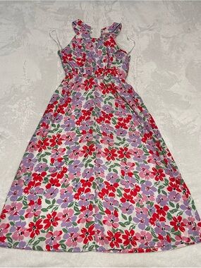Japna Red & Lavender Floral Maxi Dress